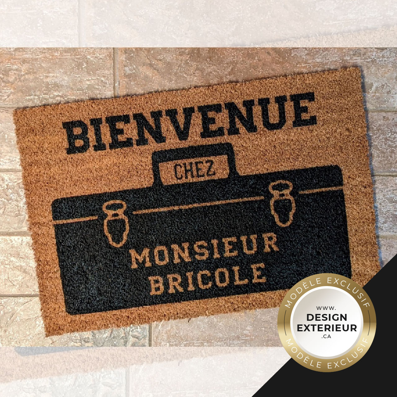 Paillasson Monsieur Bricole Design exterieur photo badge Exclusif