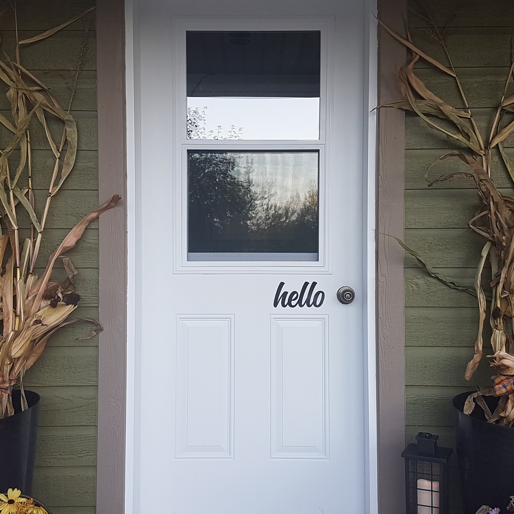 Autocollant Hello Design extérieur Accueil Porte d'entrée à petit budget