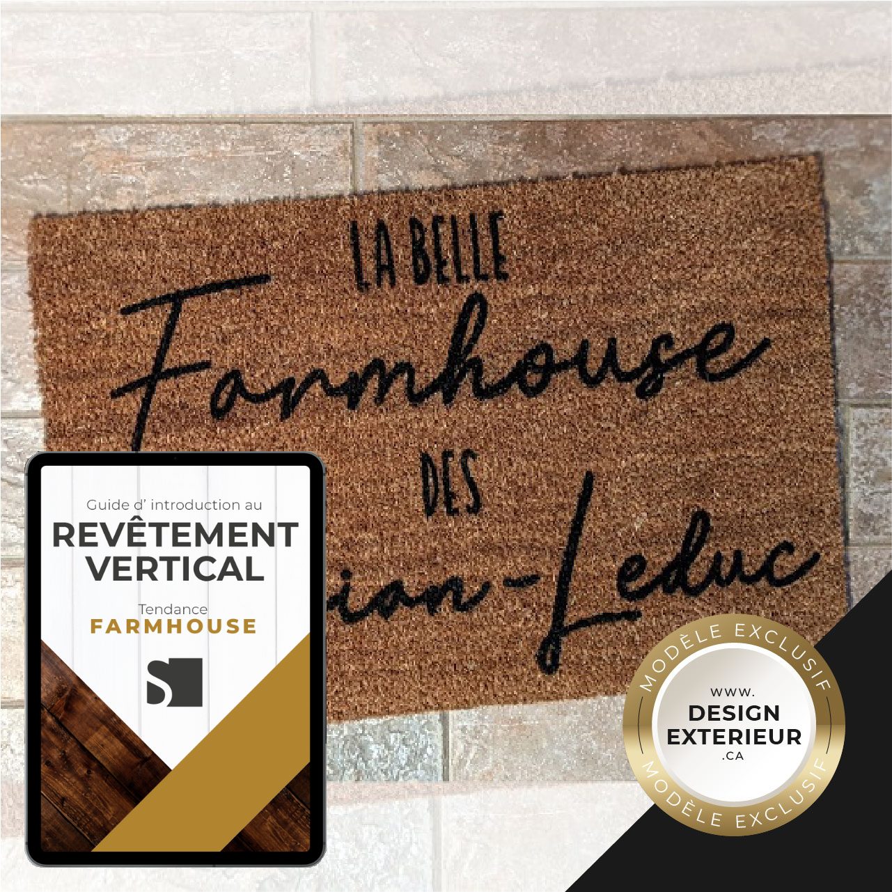 Combo Paillasson exclusif Farmhouse Nom de famille et Guide Farmhouse Moderne