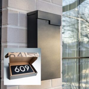 Mon Adresse Civique Combo La Moderne et Boite aux lettres Urbaine verticale Noire